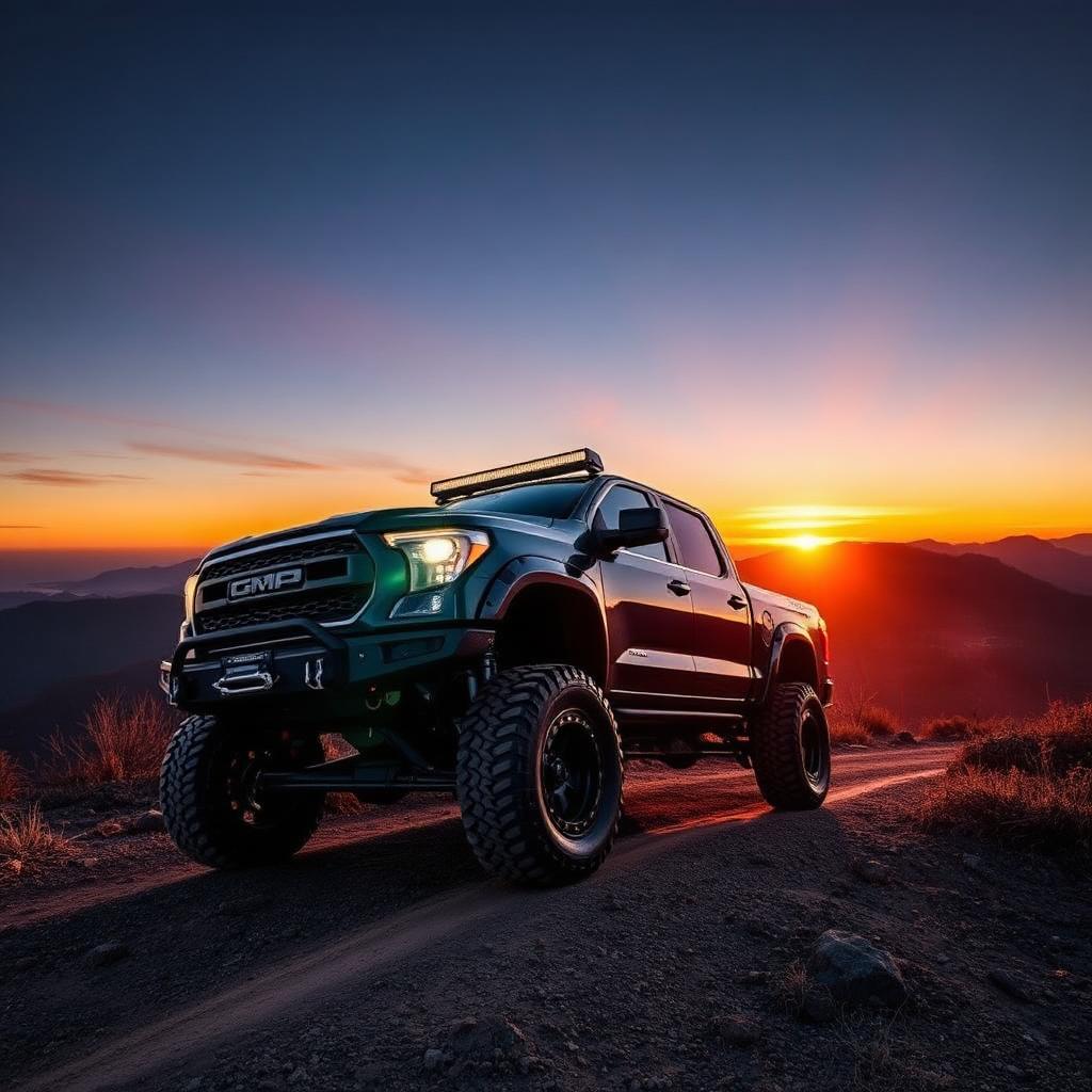 Lifted truck with off-road suspension